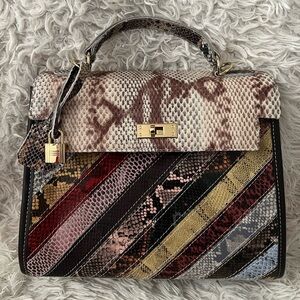 🟪 Multi-color Snake & Lizard Print Satchel Bag